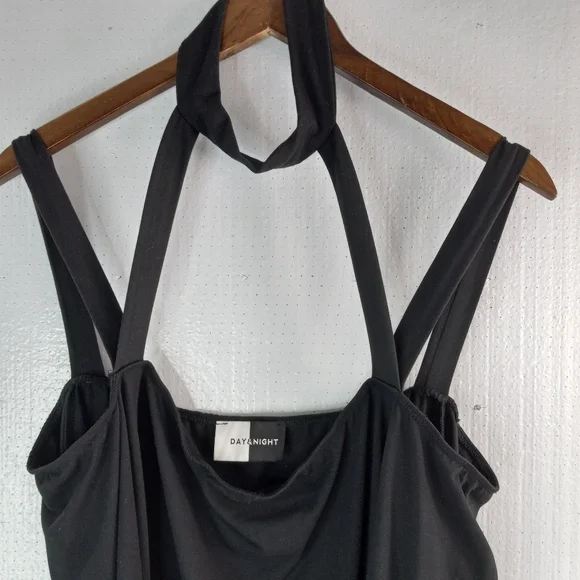 Day&Night 2X Long Sleeved Choker Strappy Cold Shoulder Body Suit in Black - Picture 8 of 15